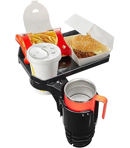 thumbnail interactive-video image 1 of Universal Adjustable Car Cup Holder Tray Food Table With Phone Mounting Stand 1 of 13