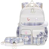 NSEQB Girls Backpack,Kids School Backpack With Lunch Box Pencil Case Set,Cute Childrens Schoolbag For Girls