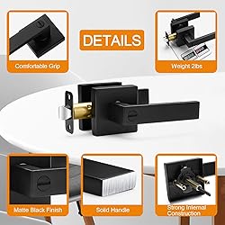 5 Pack Matte Black Door Handles Privacy Door