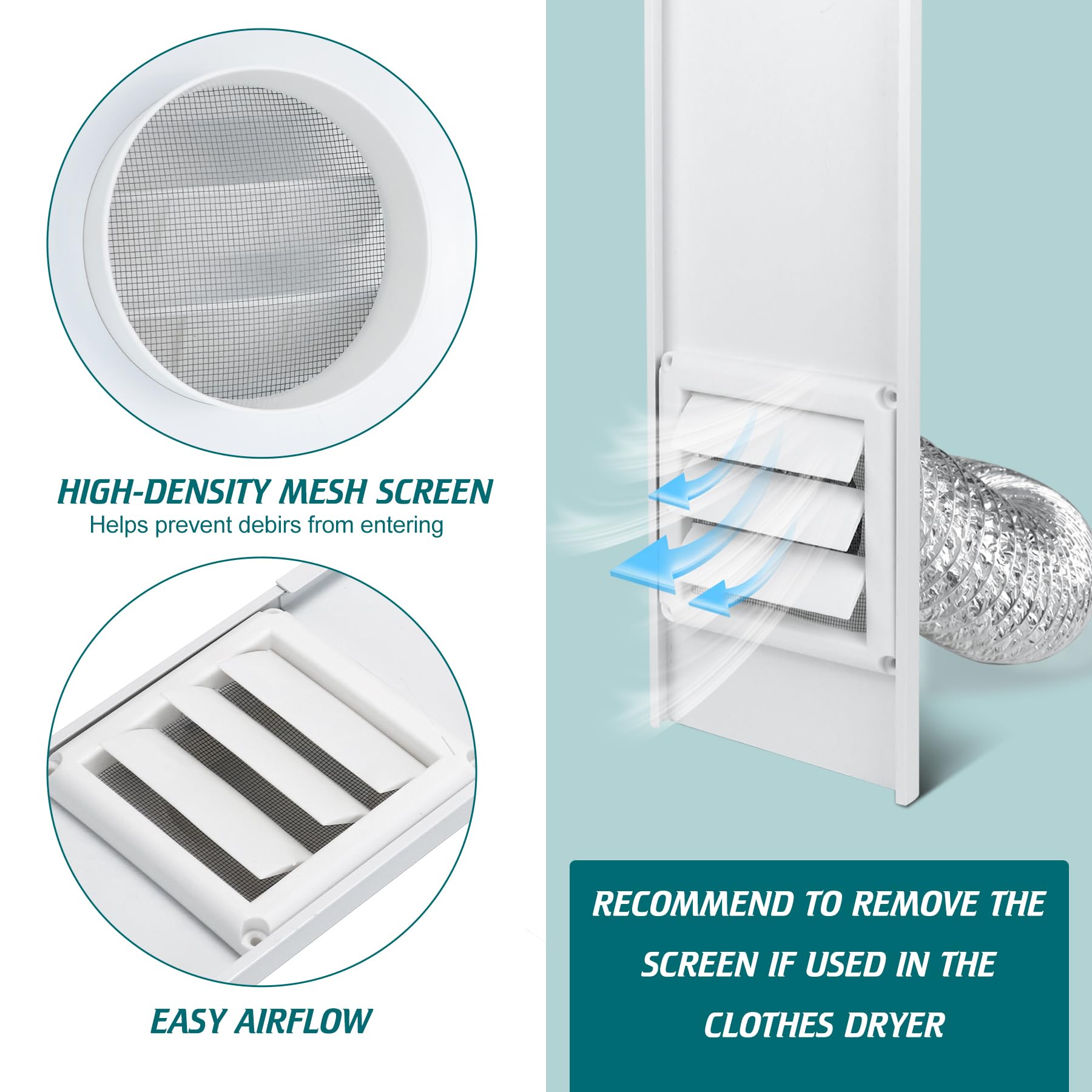 Daisypower Dryer Vent Window Kit, Adjustable Window Vent Kit with Outdoor Dryer Vent Cover,4 Inch Hood for Exhaust Ventilation