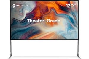 Valerion 120'' Outdoor Camping Portable Folding Screen and Stand, 3-Layer Matte White PVC 1.3 Gain, 16:9 Outdoor Movie Screen