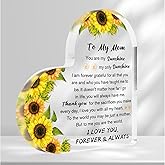Christmas Gifts for Mom from Daughter Son Sunflower Gift You Are My Shine Puzzle Acrylic Block Plaque Unique Mothers Day Birthday Stocking Stuffers Gifts for Women Mama Bonus Mom Step Mom Stepmom