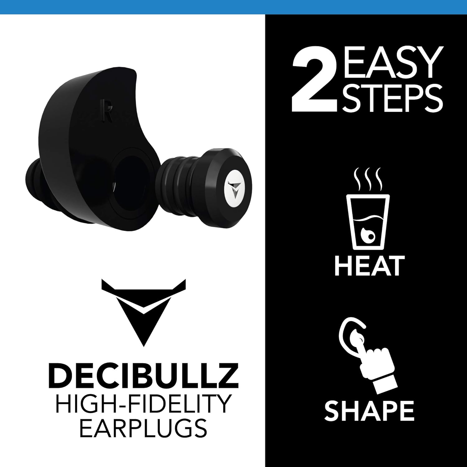 Decibullz - Custom Molded High Fidelity Earplugs - Hearing Protection for Musicians, Concertgoers, and Sensory Disabled - Black: Health & Personal Care