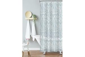 Laura Ashley - Aqua Halsted PEVA Shower Curtain, Elegant Bathroom Décor, Measures 70" x 72", Waterproof