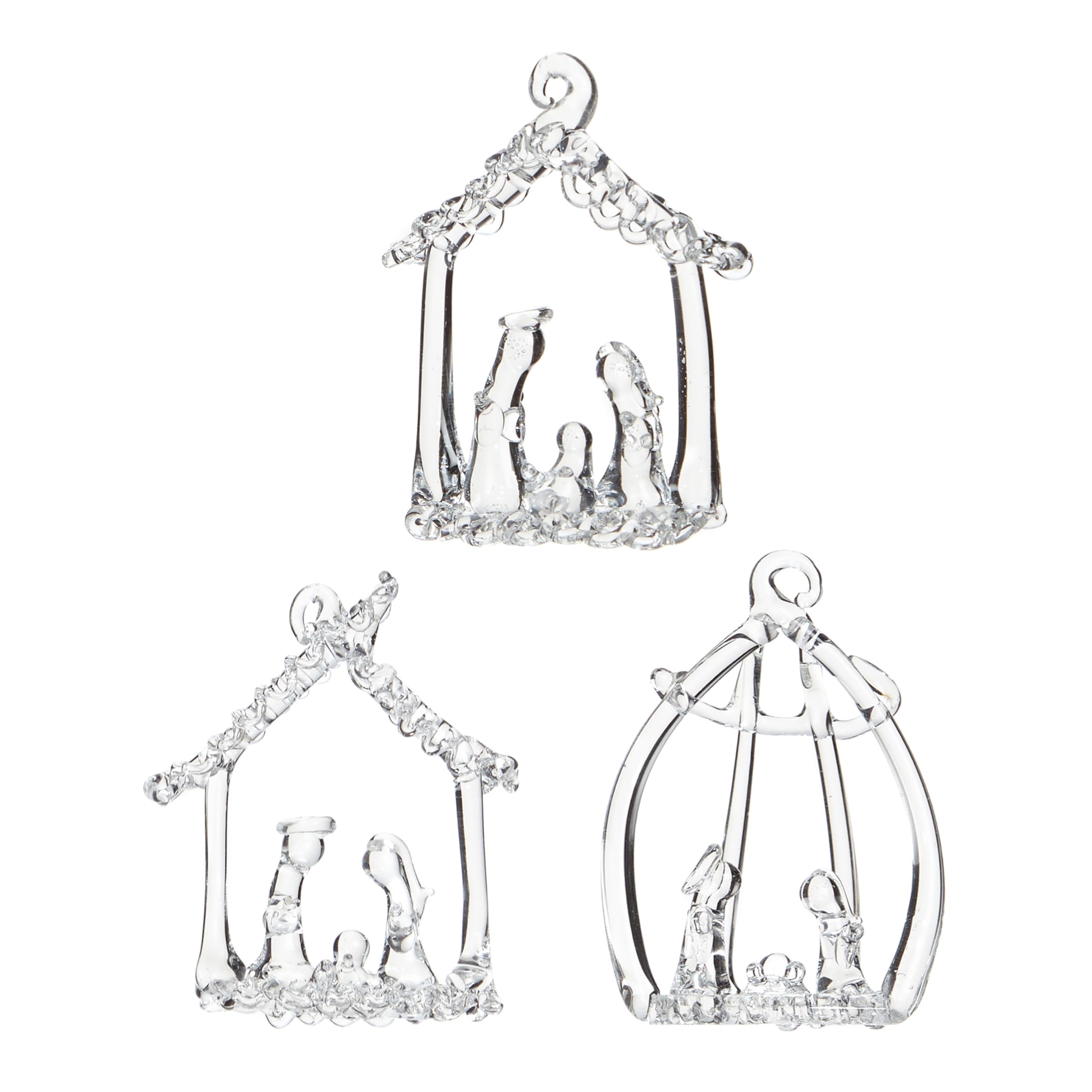 Glass Christmas Tree Decoration (3 Nativity Scene 5178)
