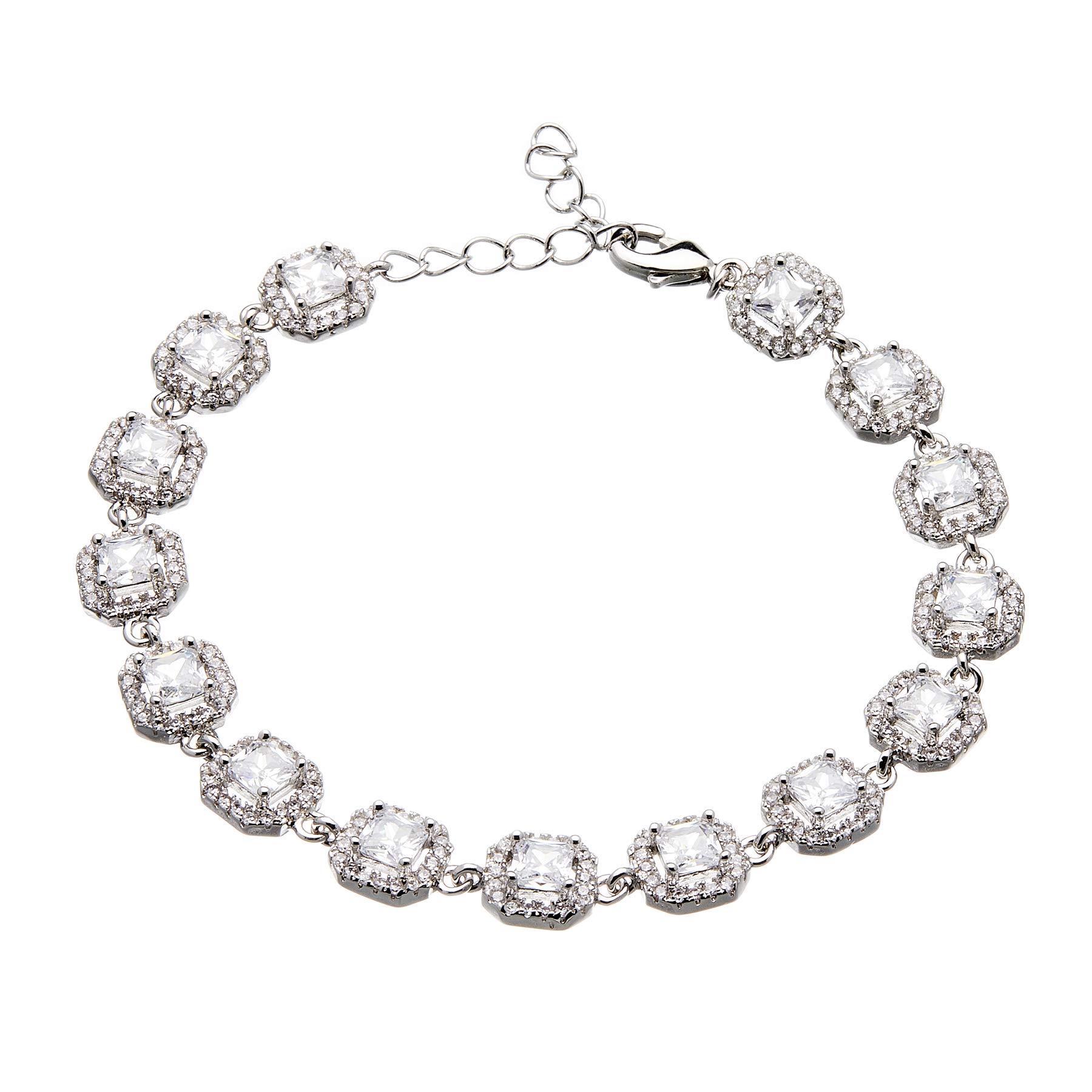 Bello London Luxury silver plated bracelet with Cubic Zirconia stones and crystals - Nads