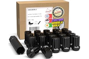 Wheel Accessories Parts 20 Pcs M14x1.5 Thread Short Truck 1.50" Long Spline Lug Nuts Black 7 Spline Hex Fits Chevy Camaro Corvette ｜ Dodge Charger Challenger ｜ Ford Mustang ｜ Jeep Wrangler
