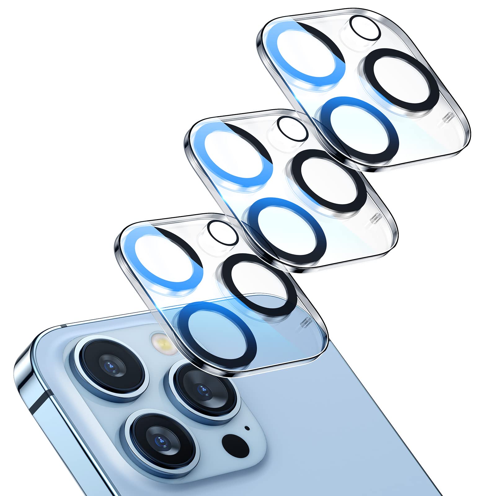 Giftorld [3 Pack Camera Lens Protector for iPhone 13 Pro/13 Pro Max,9H Tempered Glass,Anti-Scratch,Case Friendly,Night Circle,No-Bubble HD Clarity,Full Cover