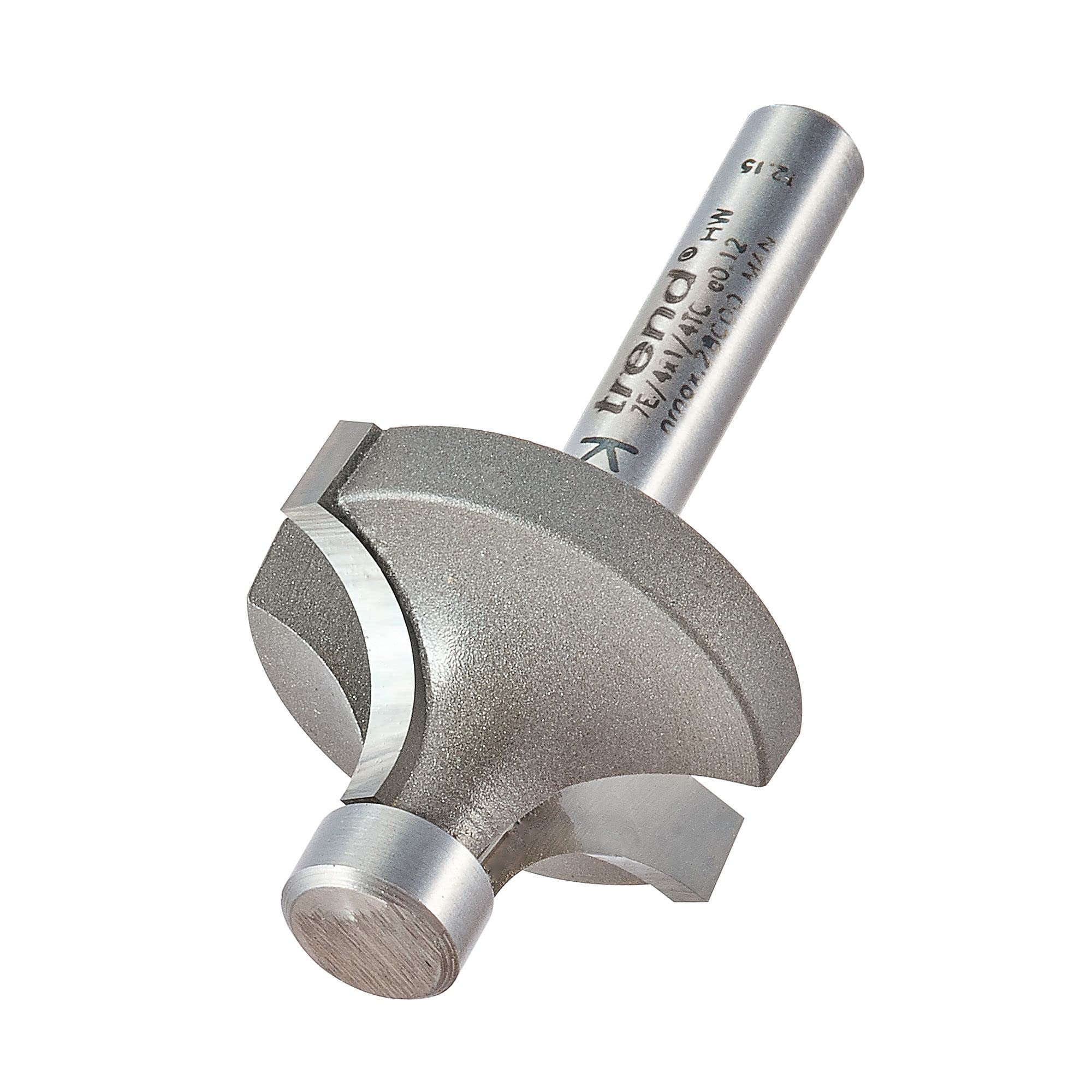 Trend Professional Pin Guided Round Over Router Cutter, 9.5mm Radius, 1/4 Inch Shank, 29mm Cut Diameter & 15.8mm Cut Length, Tungsten Carbide Tipped, 7E/4X1/4TC