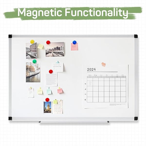 ZIBBIZO MAGNETIC DRY ERASE WHITE BOARD 36″ X 24″ FOR HOME, SCHOOL, OFFICE, SLIVER ALUMINIUM FRAME