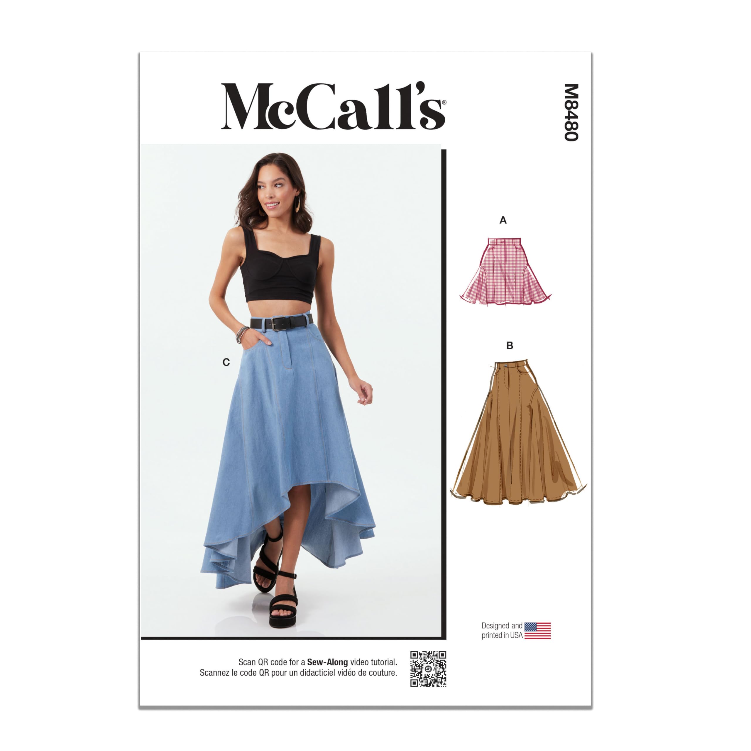 MCCALLS Sewing Pattern M8480K5 Misses' Skirt in Three Lengths K5 (8-10-12-14-16)