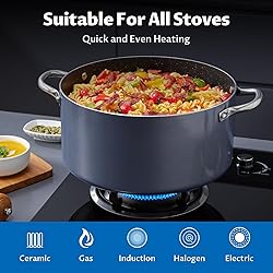 BEZIA 10 Quart Cooking Pot, Large Non Stick