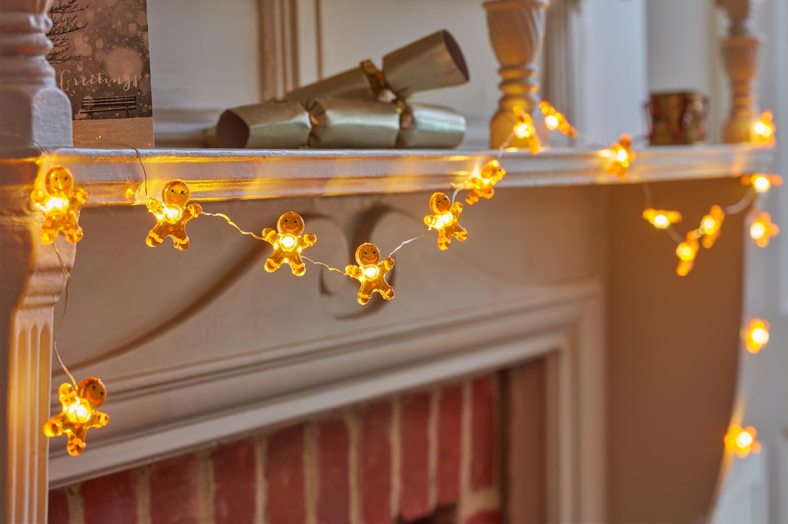 Smart Garden Christmas Gingerbread Man String Lights Set of 20 - Warm White LEDs - Indoor Use - 1.9 Metre - Auto Timer Function - Christmas Decoration, Festive Lights Décor