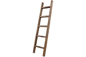 BARNWOODUSA LLC BARNWOODUSA Rustic Decorative Ladder - 100% Upcycled Wood (60" x 12" x 1.5", Espresso)