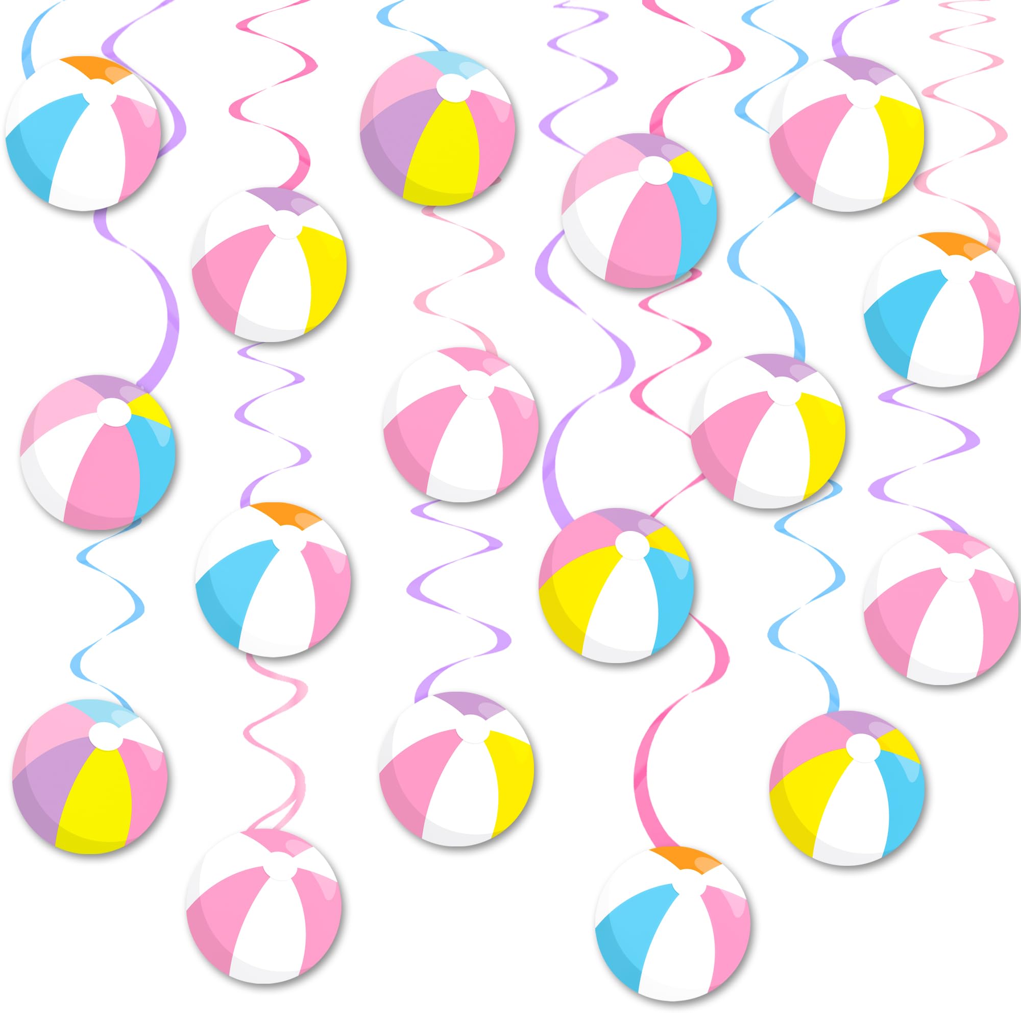 Photo 1 of ***3 PACKS INCLUDED***Beach Ball Party Hanging Swirl Summer Pool Ball Hanging Decor Pink Beach Ball Ceiling Swirls Pool Party Decorations for Birthday Hawaiian Wedding Baby Shower Party Supplies*** 3 PACKS INCLUDED***VARIOUS COLORS