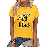 Dresswel Womens Be Kind Graphic Tees Shirts Short Sleeve Shirt Funny Printed Summer Casual T-Shirt Tops