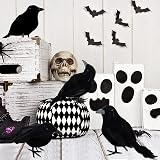 Jodsen 3 Pack Halloween Crows Artificial Feathered Ravens Decoration view 7