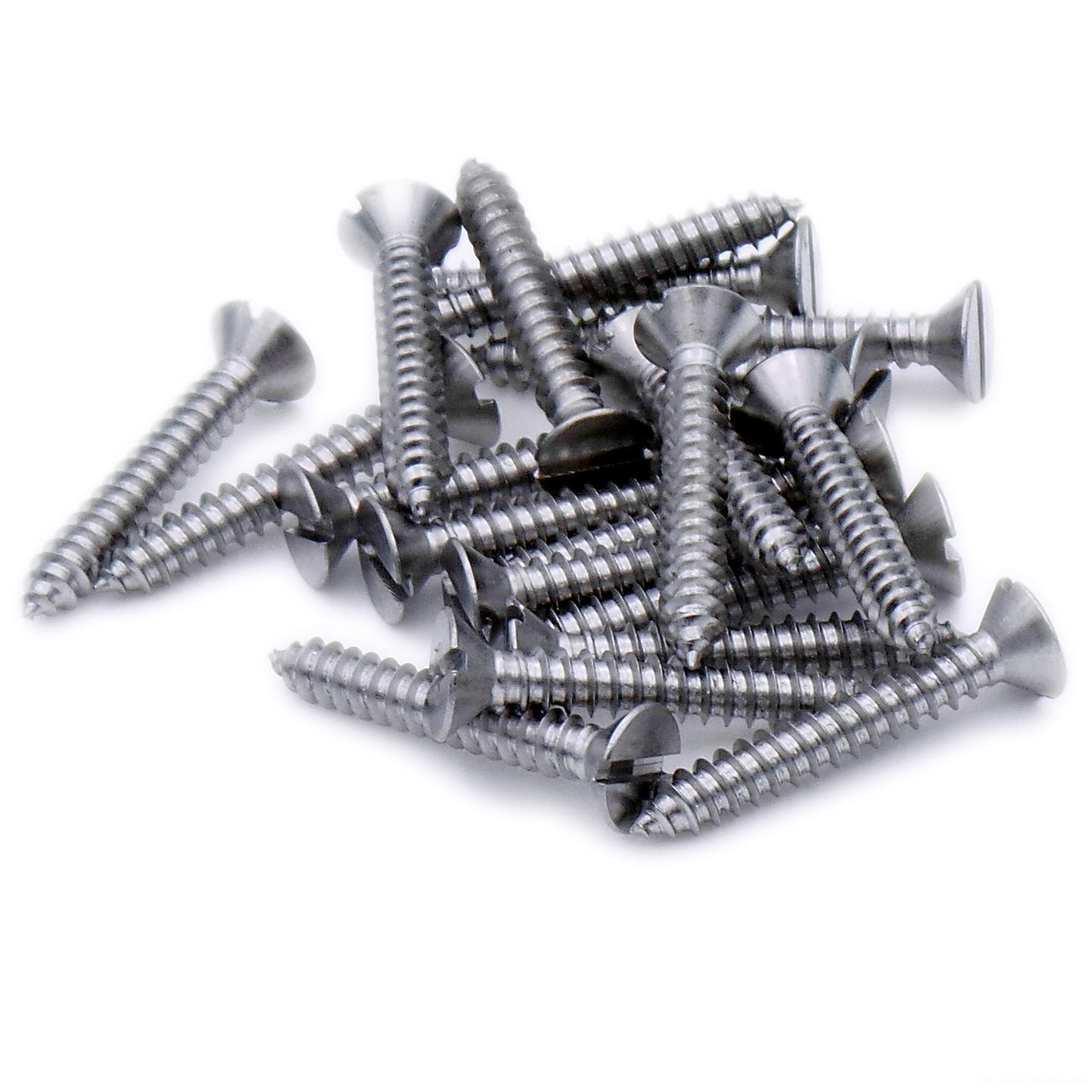 No.6 x 0.75 (3.5mm x 19mm) Slot Countersunk Self-Tapping Screw - Stainless Steel (A2) (Pack of 20)
