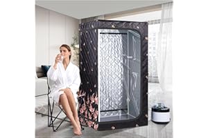 ZONEMEL Full Size Portable Steam Sauna, Personal Home Spa, 1500 Watt 4 Liter Steamer with Remote Control, Timer, Foldable Cha