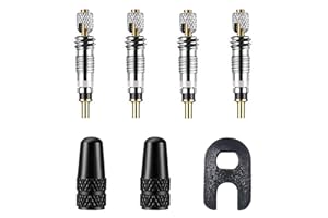 VANICE Presta Valve Core with Valve Core Remover Tool, Alloy Presta Valve Caps, Replacement Tubeless Core Kit for Tubeless Road & MTB Bike Works
