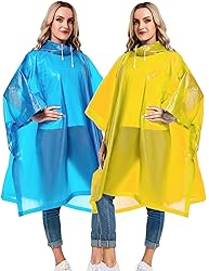 Borogo 2 Pack Rain Ponchos for Adults Reusable