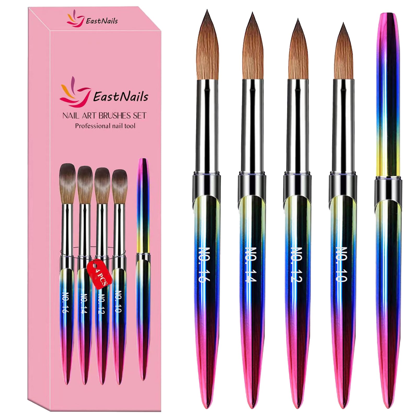 Acrylic Nail Brush, 4pcs Professional Nail Brush for Acrylic Powder, DIY Decoration Acrylic Tool Nail Polish Brush,Nail Art Brushes for Precision Manicure Design