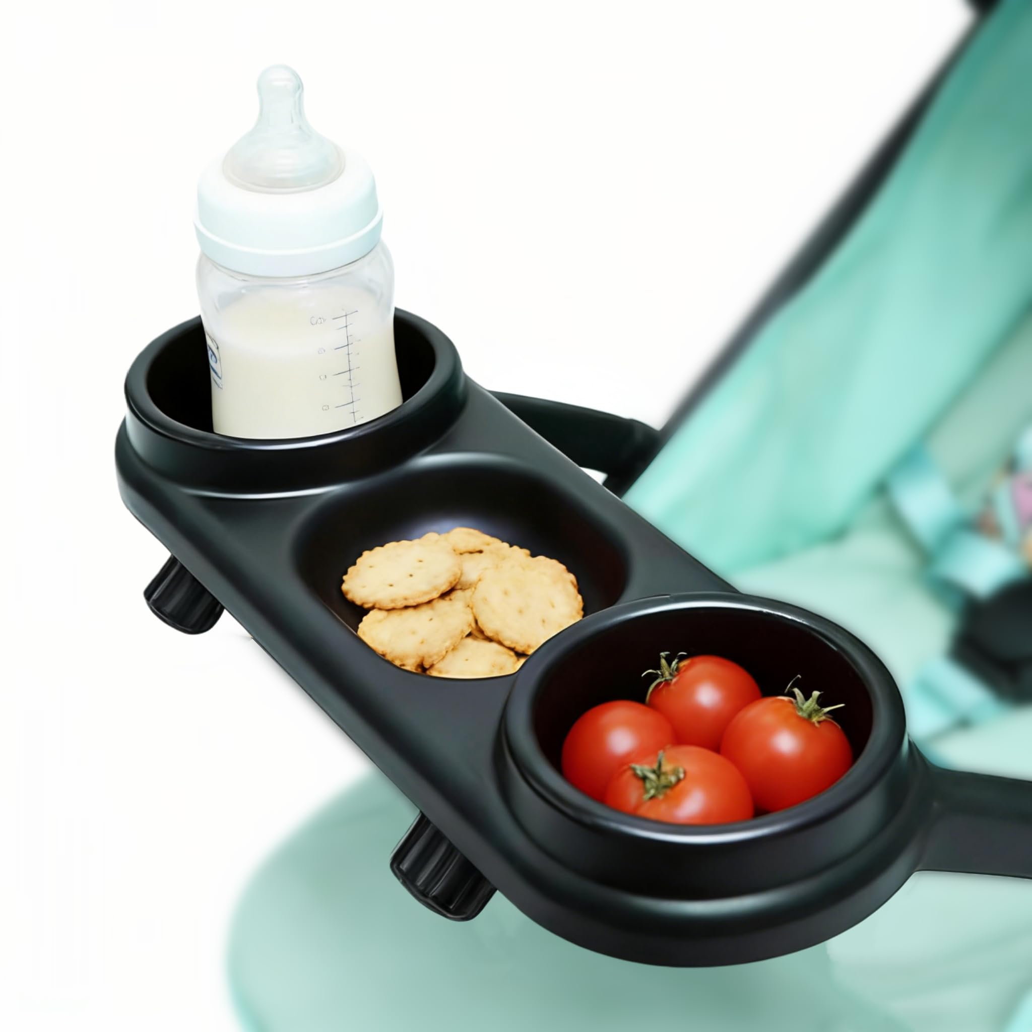 Natudeco Universal Stroller Snack Tray Pushchair Snack Tray Baby Carriage Cup Support with Small Things Tray Attachment Baby Cart Accessories for Stroller Trolleys