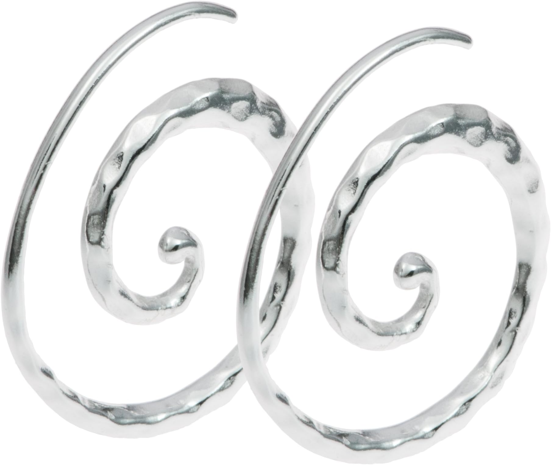 925 Sterling Silver Whirl Coil Hammered Wire Earring Hook