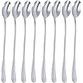 COMlART 8-Piece Stainless Steel Long Handle Spoon Set for Ice Cream, Coffee, Dessert, Milkshake, Iced Tea & Mixing