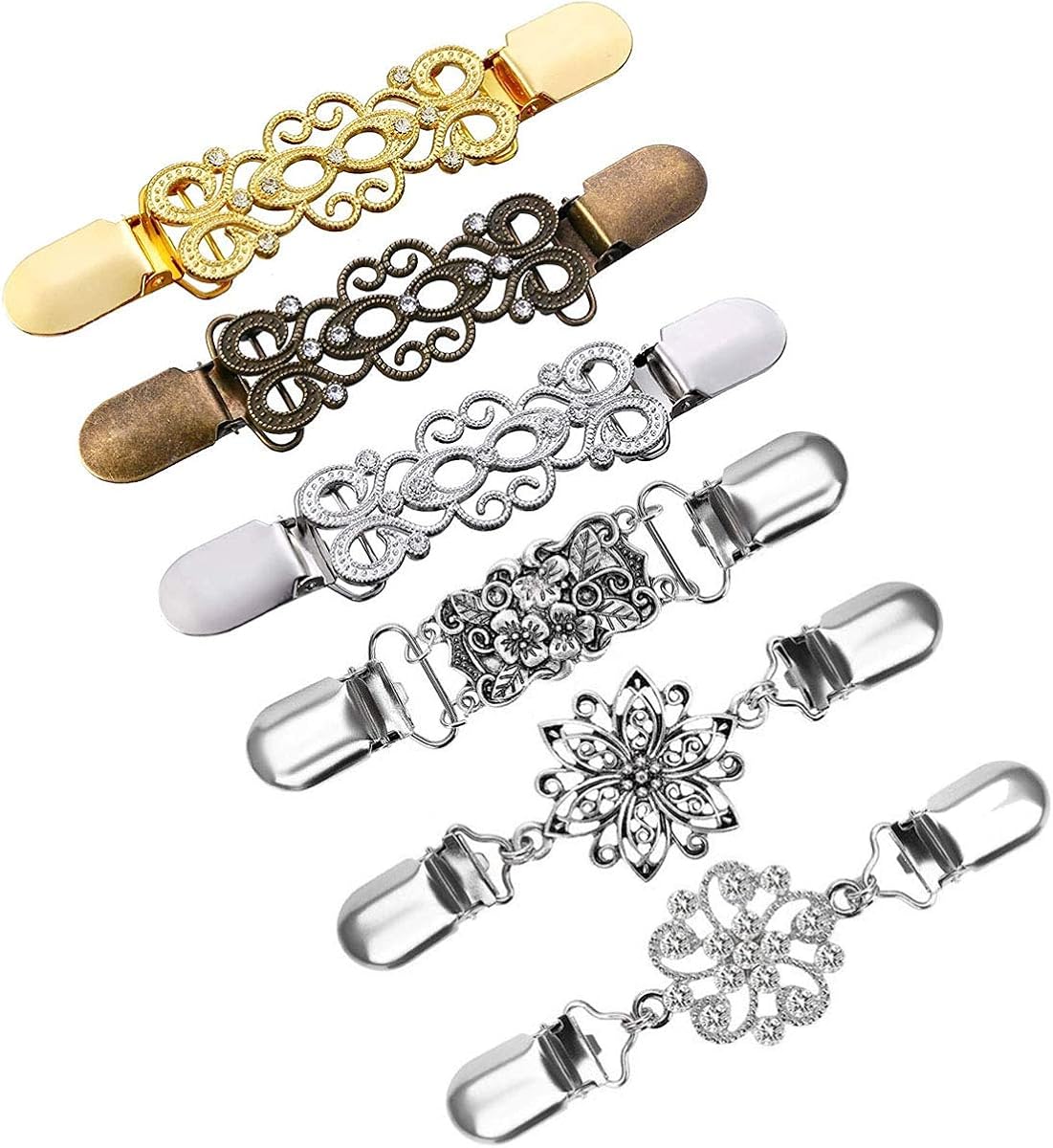 6Pack Cardigan Clips Sweater Clips for Women, Retro Collar Clip