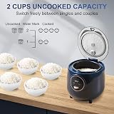Bear Small 2 Cup Rice Cooker Steamer One Touch Keep Warm Blue view 3