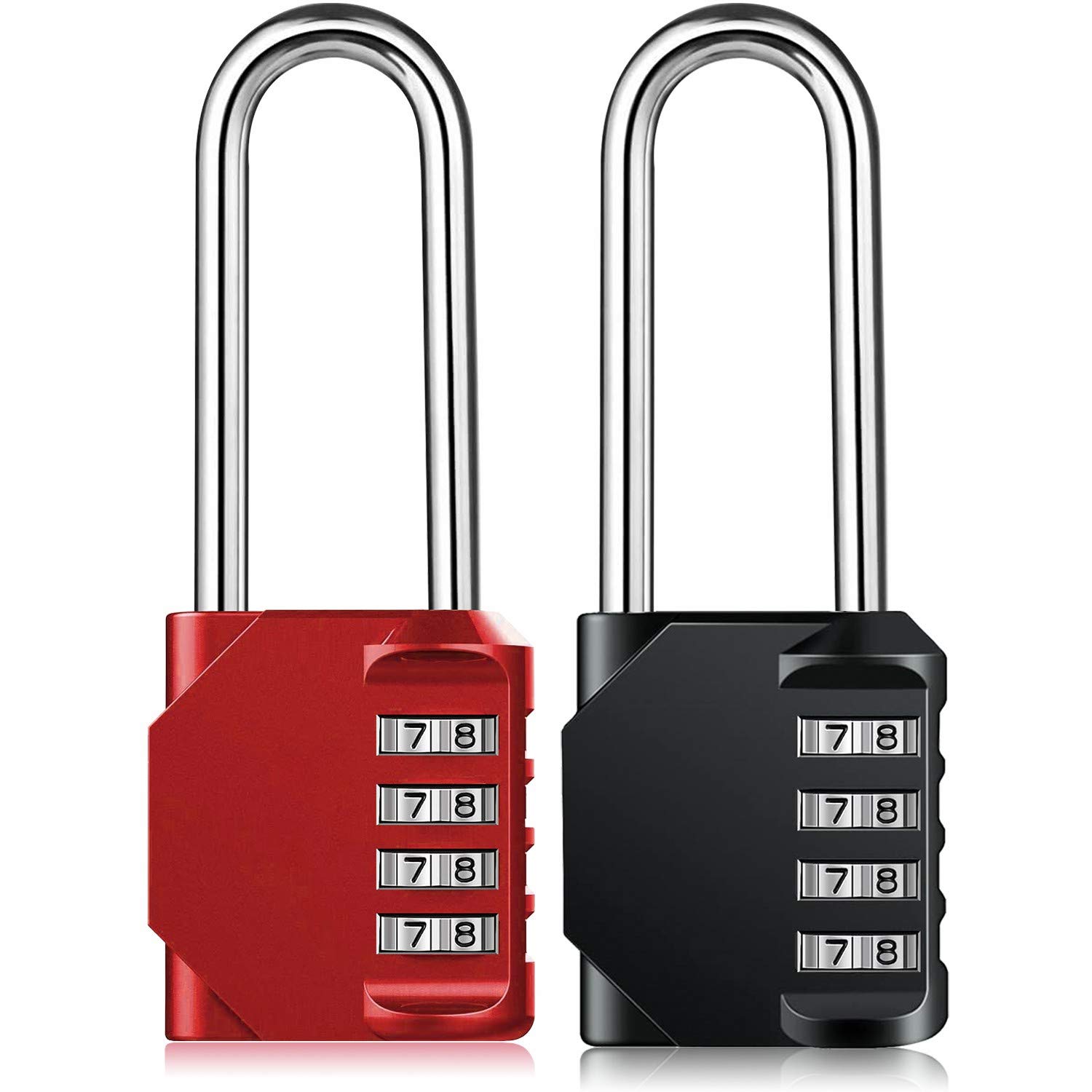 Combination Padlock for Lockers, Heavy Duty Weatherproof Code Padlocks, 4 Digit 6.5cm Long Shackle Resettable Pad Lock for Outdoor Gate, Shed, Fence, Hasp Storage, Gym School Locker (Red&Black) — image 1