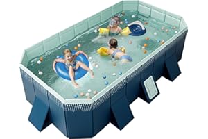 WIRHAO Foldable Non-Inflatable Kids' and Adults' Outdoor Swimming Pool Hard Plastic Shell Kid Pool for Backyard Dog Pools (11