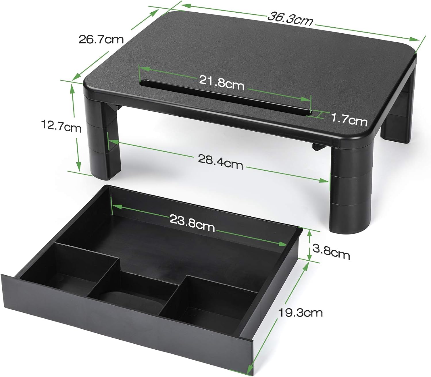 LORYERGO Monitor Stand for Desk, Height Adjustable With Drawer, Computer Riser With Cellphone Holder - Image 5