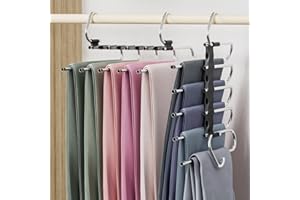 DAMITA Pants Hangers Plastic Space Saving Black 2 Pack Closet Clothes Organizer Travel for Pants No Assembly Required Jean Le