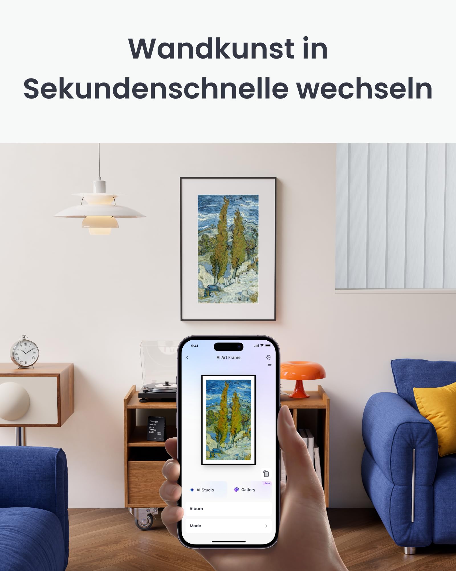 SwitchBot KI Art Frame 13.3'', Kabellos Digitaler Bilderrahmen, Elektronisch-Ink-Bilderrahmen, Extrem Lange Akkulaufzeit, Tisch und Wandmontage, Alexa Kompatibel, KI-Generierte Kunst 5