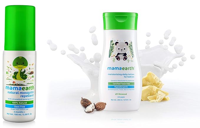 Mamaearth Natural Insect Repellent for Babies (100 ml) & Daily Moisturizing Lotion, 200ml
