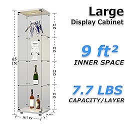 nifoti 4-Shelf LED Lights Glass Display