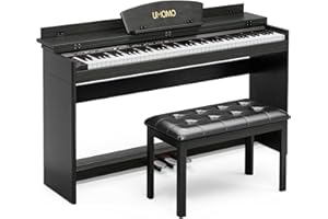 UMOMO U-710 88 Key Digital Piano Keyboard with Piano Bench, Full Size Electric Piano with Piano Stand, Headphone Jack, 3 Pedal, Electronic Piano for Beginner, Adults, Black