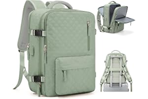 VECAVE Travel Carry on Laptop Backpack for Women Men, Flight Approved Backpack, Waterproof Sports College bag Casual Daypack for Weekender Business Hiking with Shoe Compartment Green