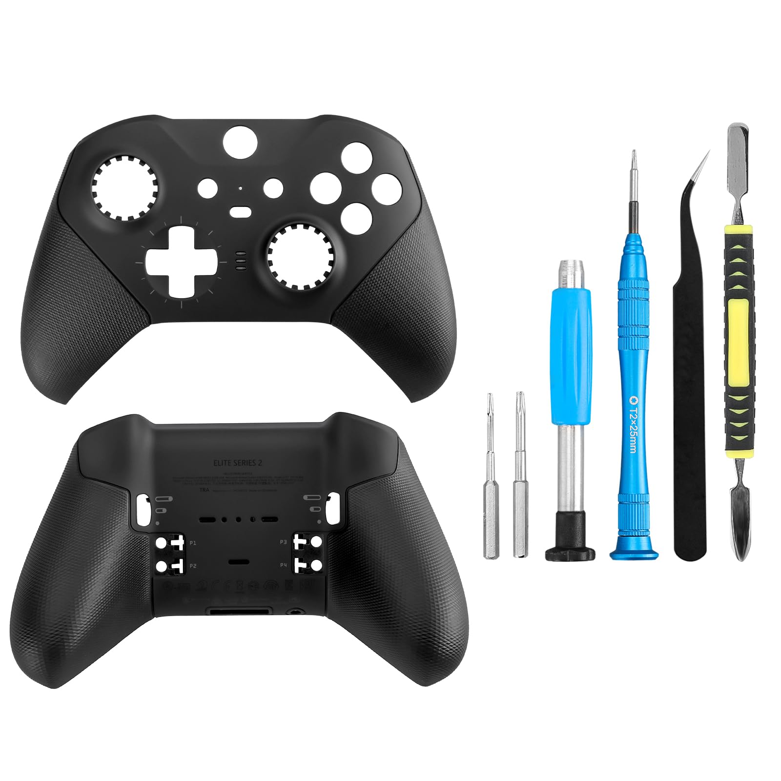OEM Front and Back Housing Shell Replacement Kit for Xbox Elite Series 2 Controller - Includes Faceplate, Grip Cover, and Repair Tools (Black)