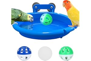 FUNMOVE Bird Bath for Cage with 3 Balls Bird Tub Bowl Basin Hanging Birdbath Toy Pet Parrot Cage Budgie Accessories Shower Parakeet Cockatiel Water Shower Box Food Feeder Holder Tray Bird Cage Accessories