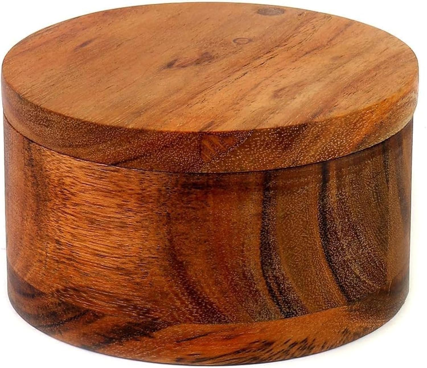 Photo 1 of Kaizen Casa Acacia Wood Salt or Spice Box with Swivel Cover perfect for keeping table salt, gourmet salts, herbs or favorite seasonings, close at hand on your countertop.