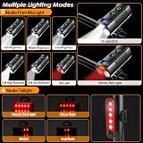 REHKITTZ Bike Lights Set 3300 Lumen Front Back 5000mAh USB Rechargeable view 7