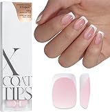 BTArtbox XCOATTIPS White French Tip Press On Nails S Square Pink view 1