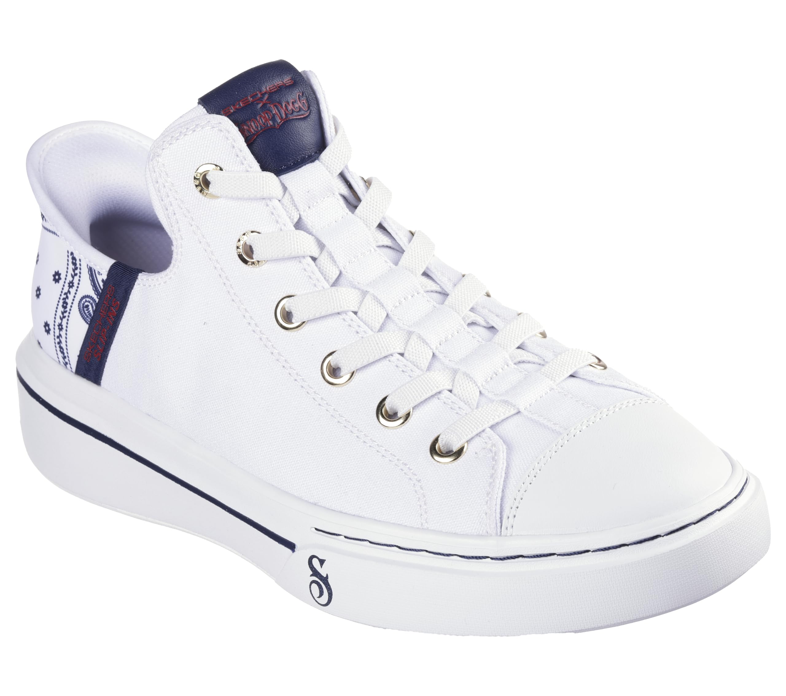 Photo 1 of Skechers Men's Snoop Dogg:Snoop ONE-OG Canvas Hands Free Slip-Ins Sneaker, White/Navy/Red, 10