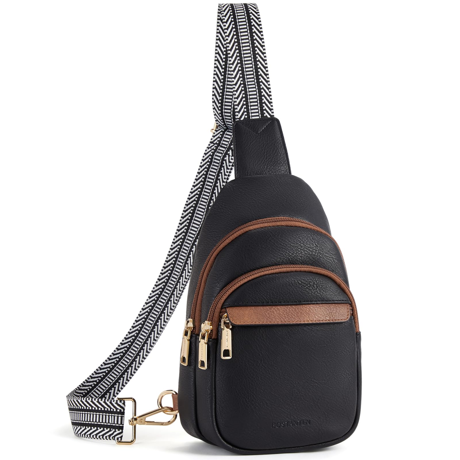 Photo 1 of **MINOR DAMAGE**
BOSTANTEN Small Sling Bag for Women Leather Crossbody Bags Fanny Pack Chest Bag for Travel, Black