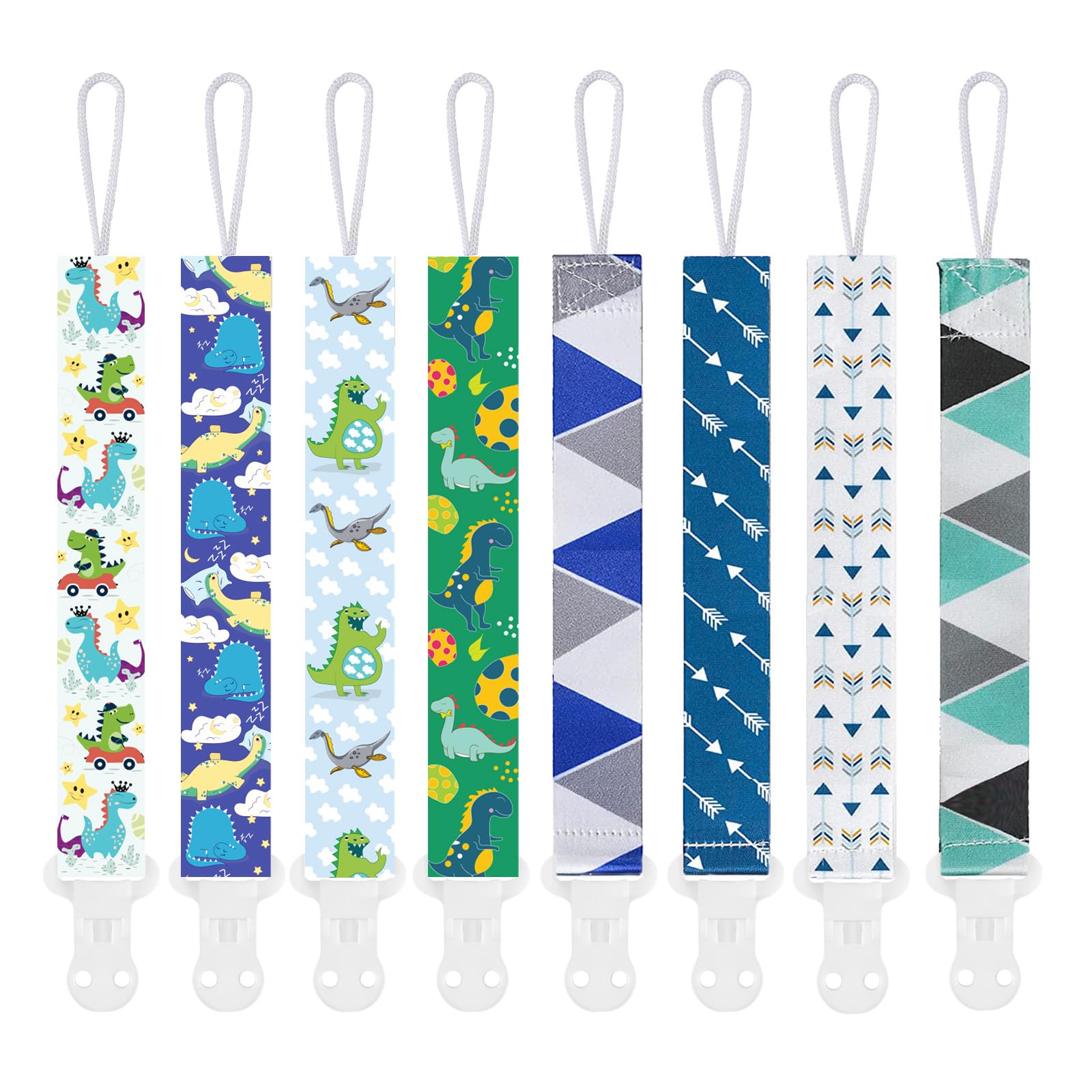 Smlpuame Dummy Clip Boys,8 Pack BPA Free Soother Chain,Pacifier Holder Clips for Teether Toy,Baby Dummy Strap Clip Universal Design Fit All Pacifiers Baby Teething Toys,Newborn Baby Gift