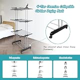 Rainberg 4-Tier Clothes Drying Rack with Wheels, Adjustable Stainless Steel view 4