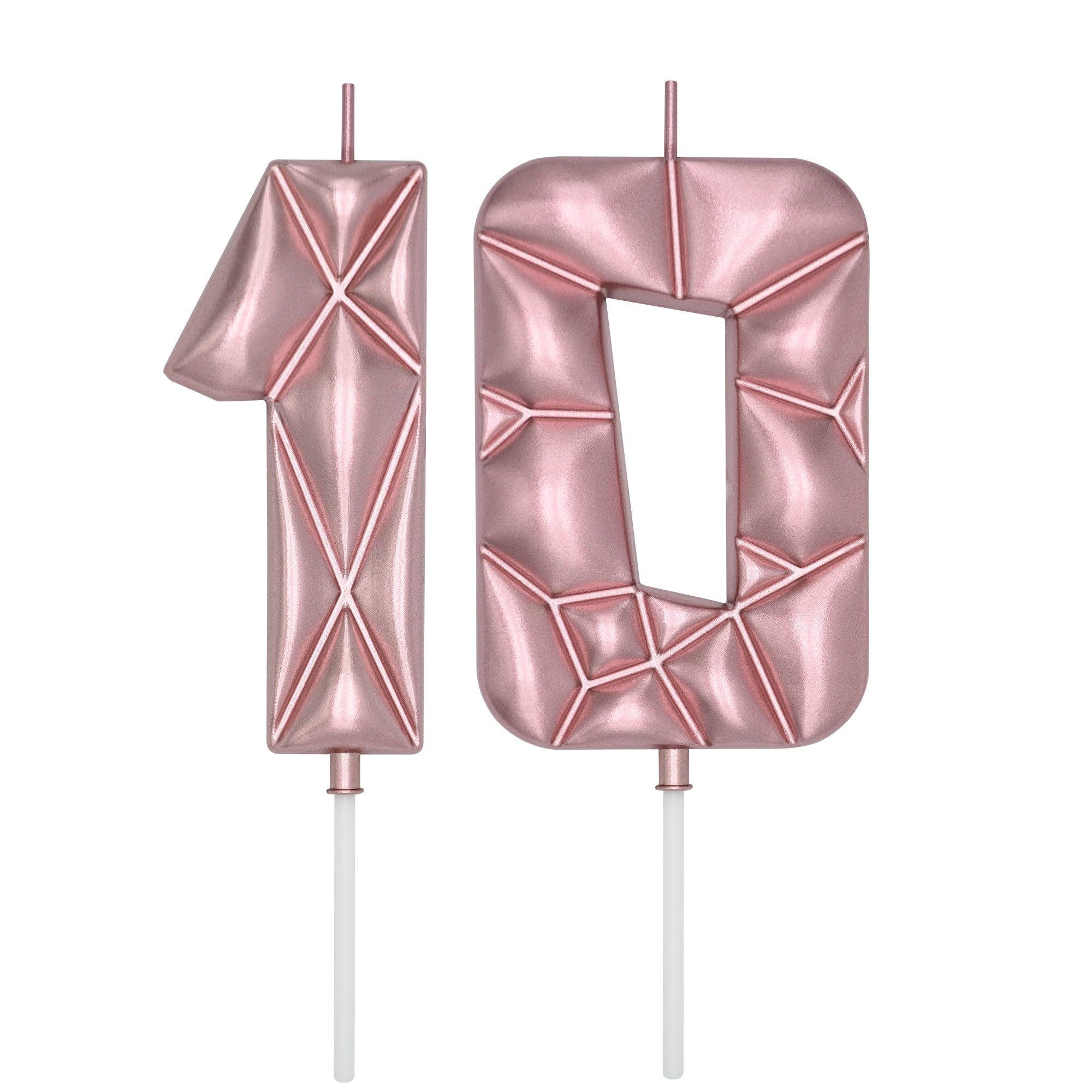 Photo 1 of DERVENTA Large Birthday Candle Number 3D Bubble Style 3.7 inch Party Celebration Anniversary Decoration Cake Topper 1 Piece (Rose Gold, Number 10)